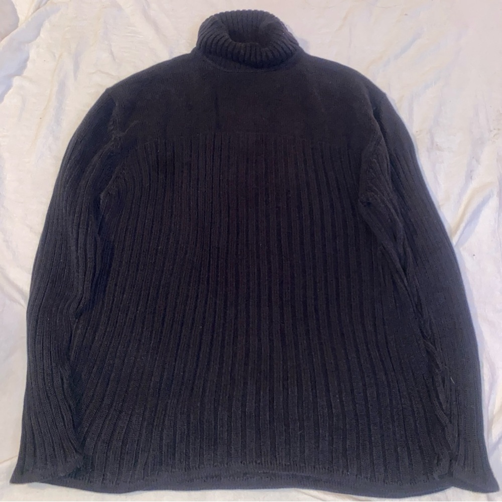 Vtg Anchor Blue Sweater Black Turtle Neck Size XL